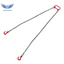 6600LBS Double Leg Chain Sling with Hooks, 5Ft 5/16" G80 Alloy Steel 2 Leg Red