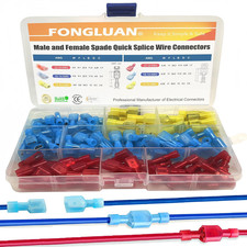 120Pcs Male and Female Spade Connectors 24-10 Gauge Nylon Fully Insulated Wire Q