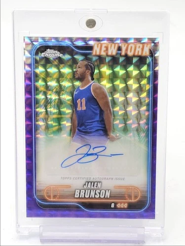 JALEN BRUNSON 2024-25 TOPPS CHROME AUTOGRAPH PURPLE GEOMETRIC AUTO Q4931