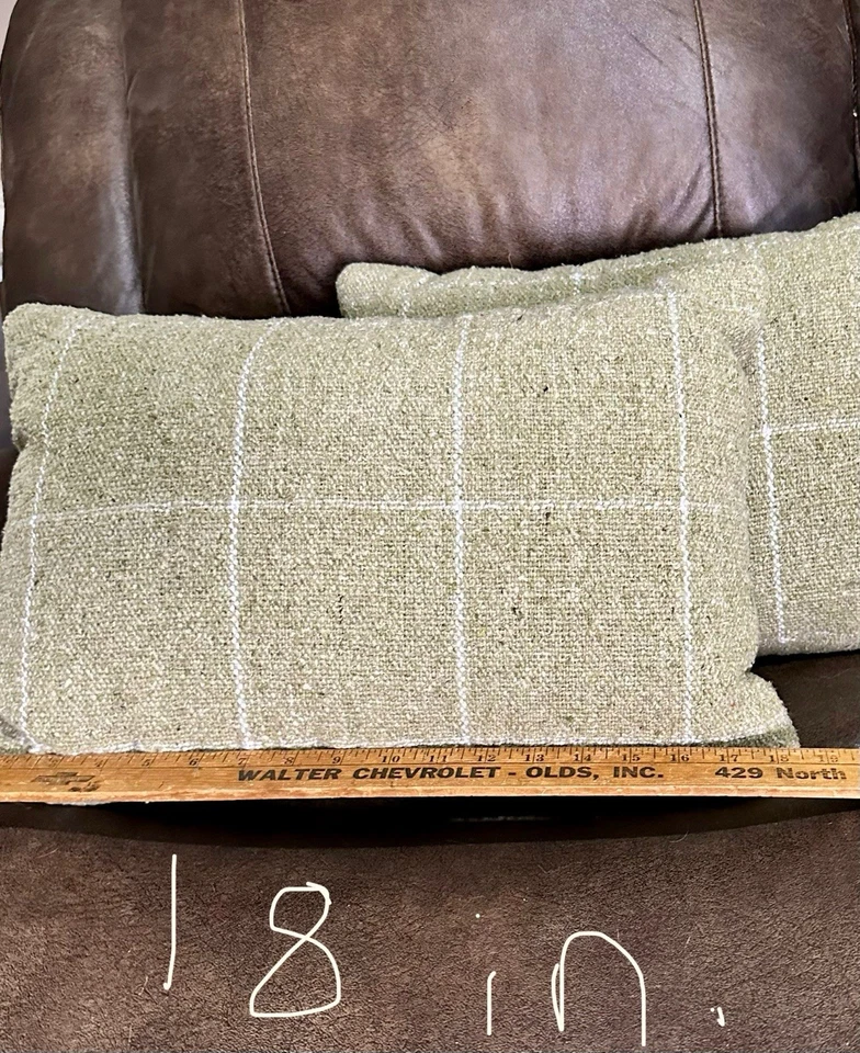 Juego de 2 almohadas decorativas umbral verde salvia blanco tartán 12 X 17 Foto 2 de 4