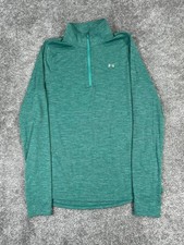 Under Armour Sweater Womens Medium Green Heatgear Quarter Zip