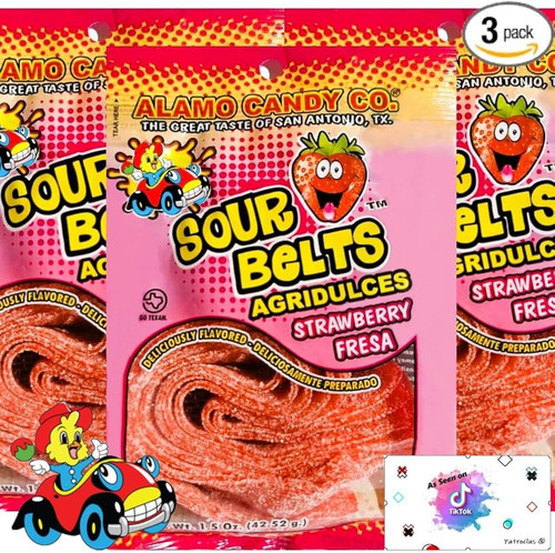 Sour Belts Candy for Chamoy Pickle Kit Sour Strips Sour Straws Mexican Candy ...