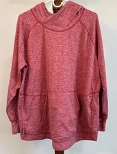 Eddie Bauer Women’s XL Hoodie Red Heather Pullover Long Sleeve Kangaroo Pocket
