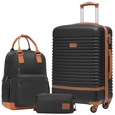 Koffer Trolley Reisegepäck Hartschale 60L TSA Schloss 4 Rollen Koffer-Set
