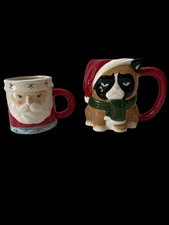 Grumpy Cat Christmas Mug & Vintage Santa Coffee Mugs