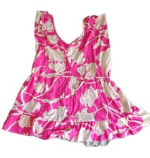 SHEIN Curve Floral Pink/White Tie Strap Ruffle Hem Dress 0XL +Size Summer Dress