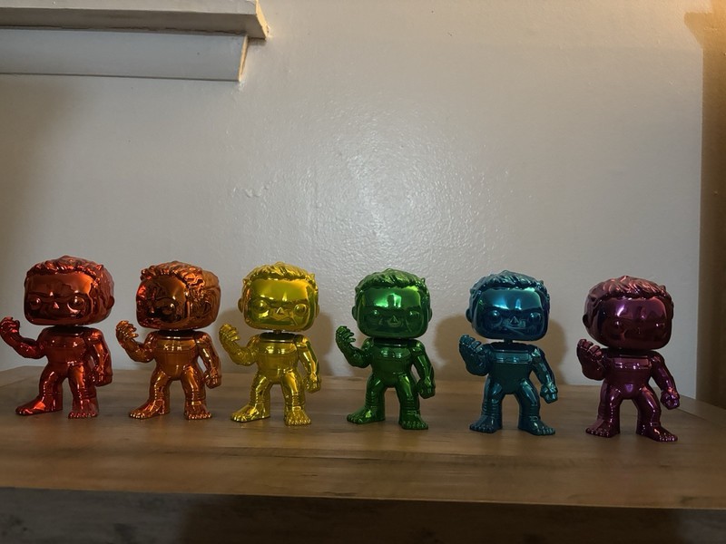 Funko Pop! Avengers Endgame Set of Six Loose Chrome Infinity Hulks