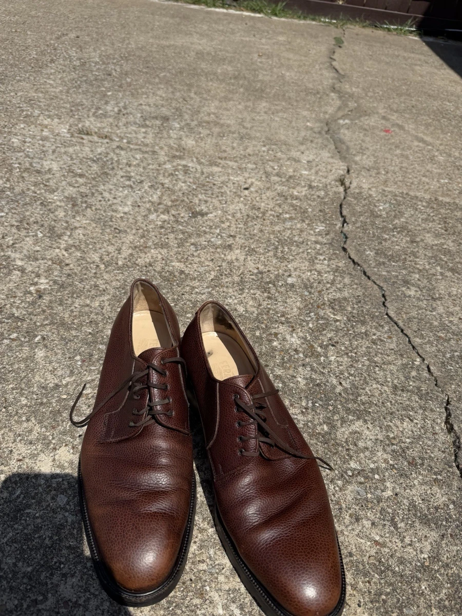 Salvatore Ferragamo Mens Tan Pebble Grain Leather Derby Vibram Sole Shoes 13 D SALVATORE FERRAGAMO Mens Brown Pebble Grain Leather Derby  main image 2