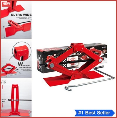 Scissor Lift Jack 3000 lb Capacity Alloy Steel Extra Wide Base Compact Car