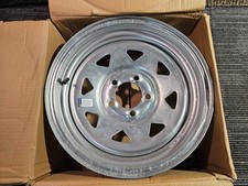 (QTY 1) Pacer 28GA Galvanized Flat-spoke Trailer Wheel Rim 15X6 5x114.3 0mm