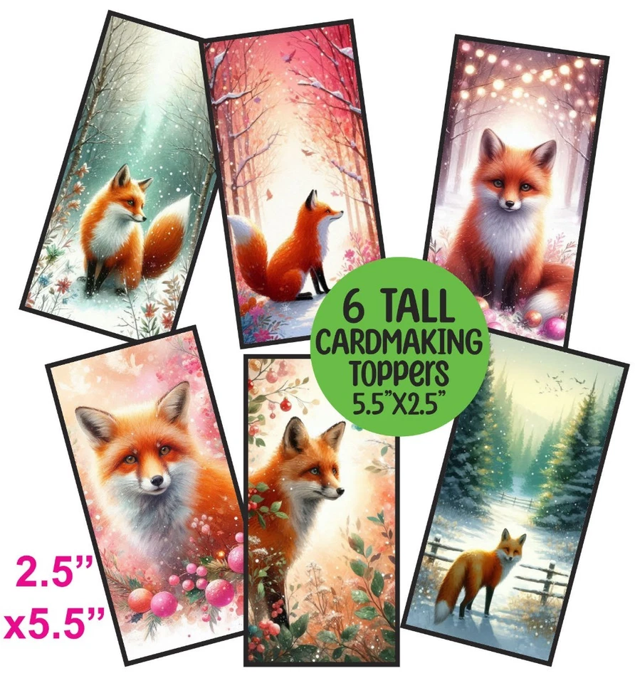 WEDDING WISHES UK 6 TALL Card Toppers CHRISTMAS FOX CRAFTS/Tags/Bookmarks/Cardmaking/Scrapbooking