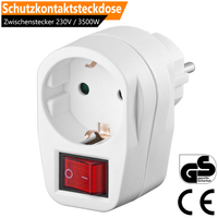 Schutzkontaktsteckdose Zwischenstecker 230V / 3500W 2-Polig Mit Schalter 16A Wß