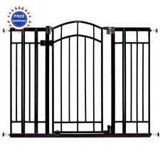 Ingenuity 48 Inch Decorative Extra Tall Walk Thru Baby Gate Black Metal