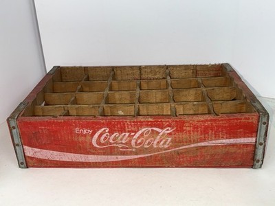 VTG ''Enjoy Coke Coca Cola'' Wood 24 Divided Bottle Crate Good Condition MC IA