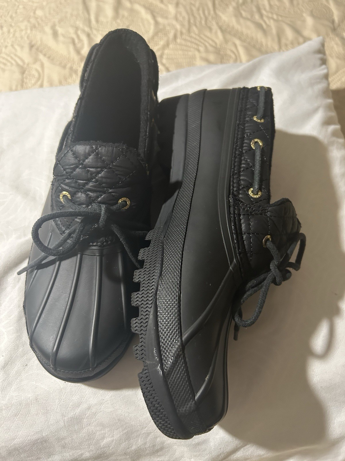 Sperry Top-Sider Black Rubber Low Duck Boots STS95272 Waterproof Womens  Sz 9.5