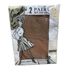 Vintage 2pr Exquisite Nylon Seamless Stockings Aloha 9 Runguard Top Toe