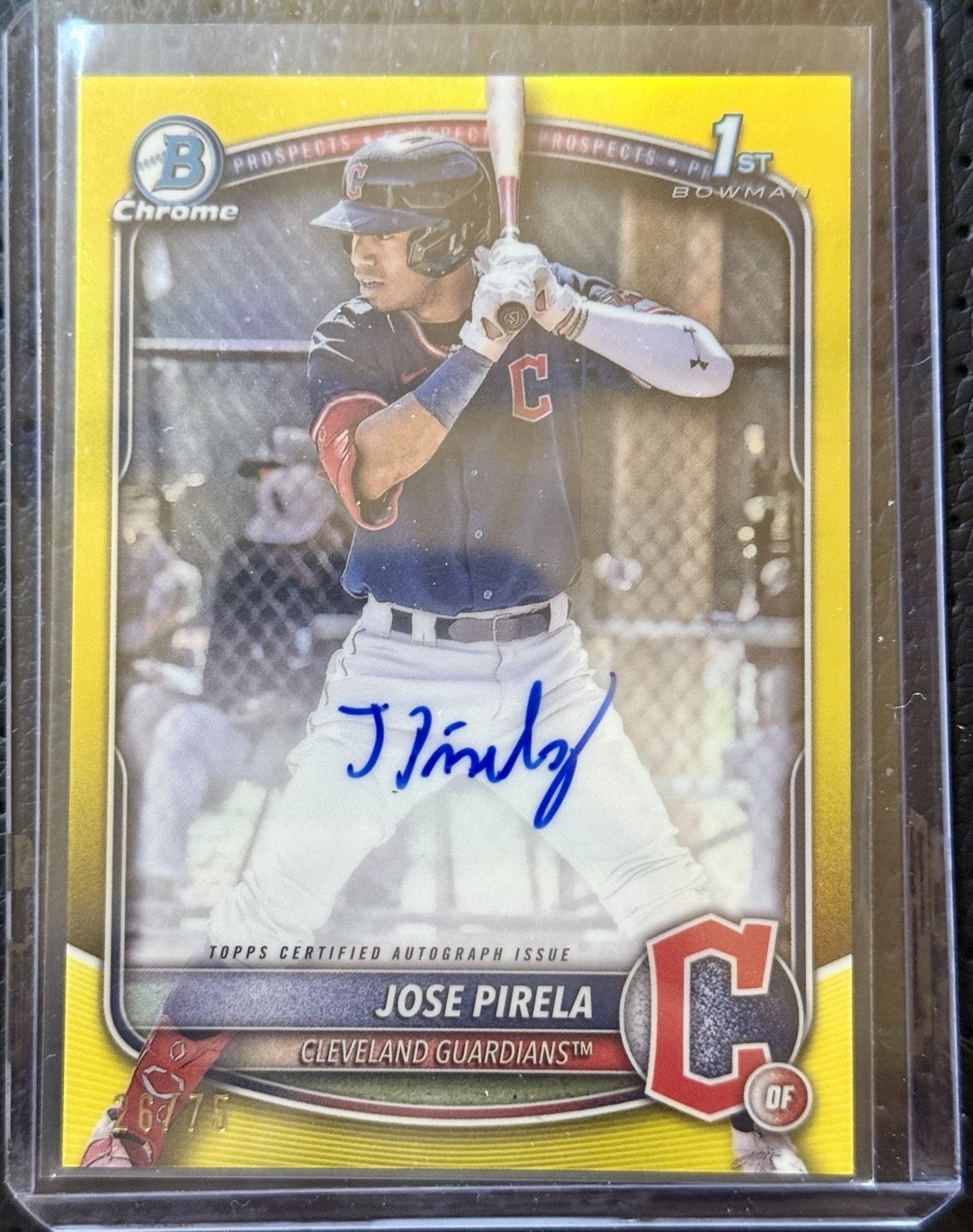 2025 Bowman - Chrome Prospect Autograph Jose Pirela #CPA-JP Yellow Refractor /75