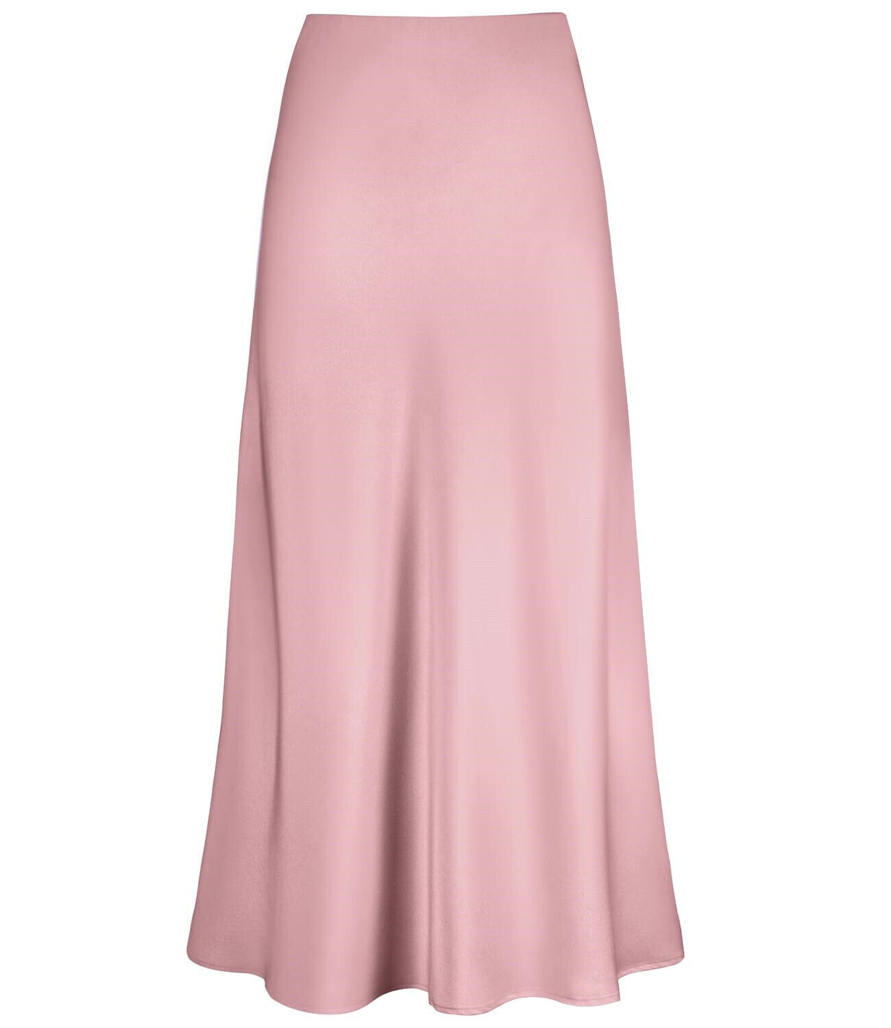 Women Satin Faux Silk A Line High Waist Skirt Midi Long Solid Fishtail Dress