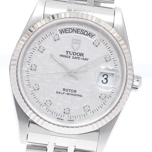 TUDOR Prince Date Day 76214 10P diamond Silver Dial Automatic Men's Watch_895573