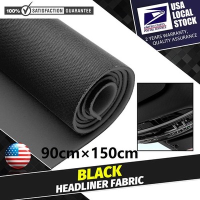 Flat Knit Headliner Flame Retardant Fabric Replace for Car Roof Black 35''×60''