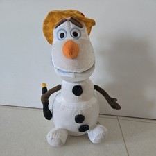 Disney Frozen Olaf Snowman Plush With Hat and Cane 15" Singing Animation WORKS