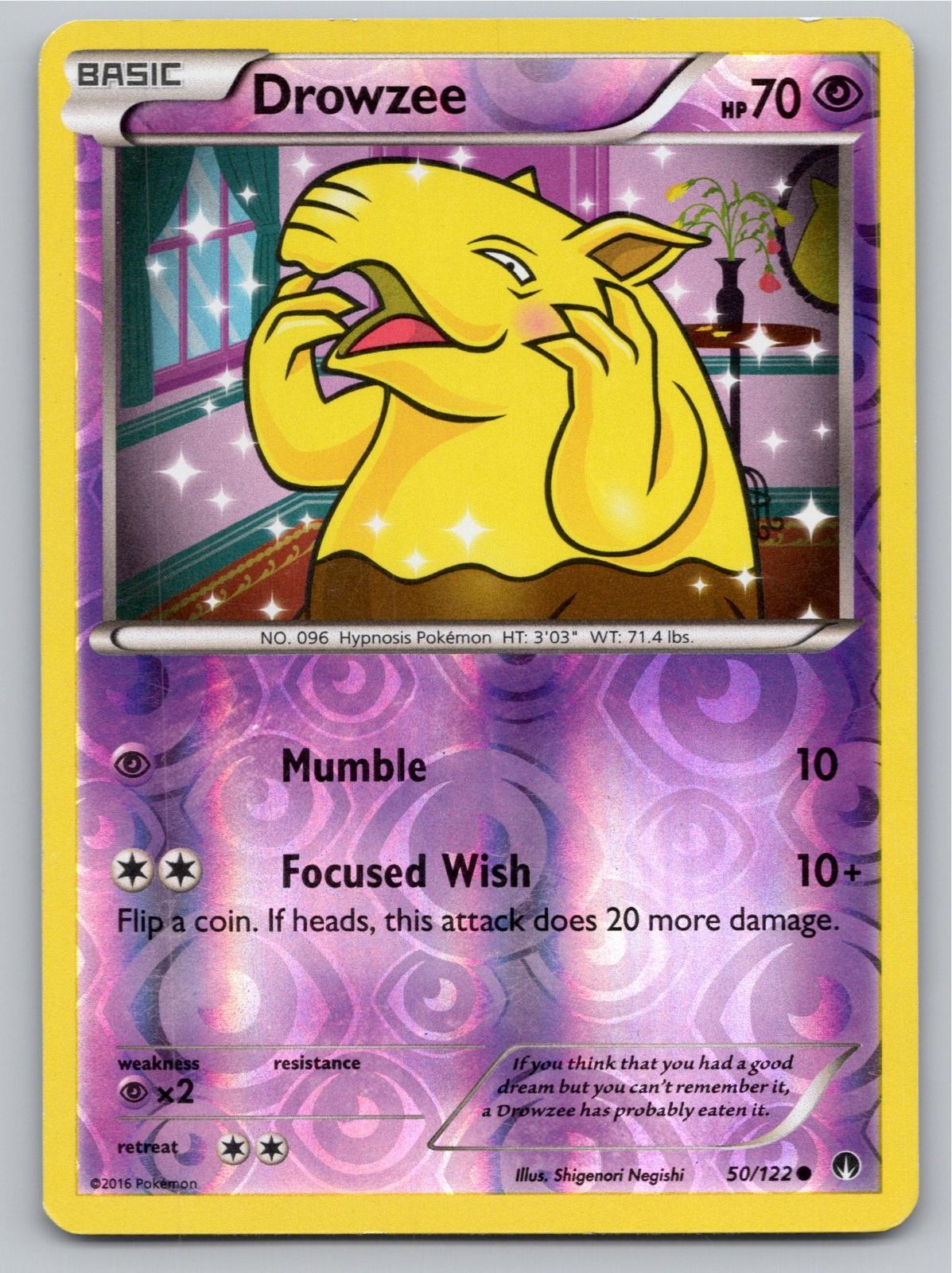 2016 POKEMON DROWZEE BREAKPOINT 50/122 REVERSE HOLO C MP A81450 FREE S&H