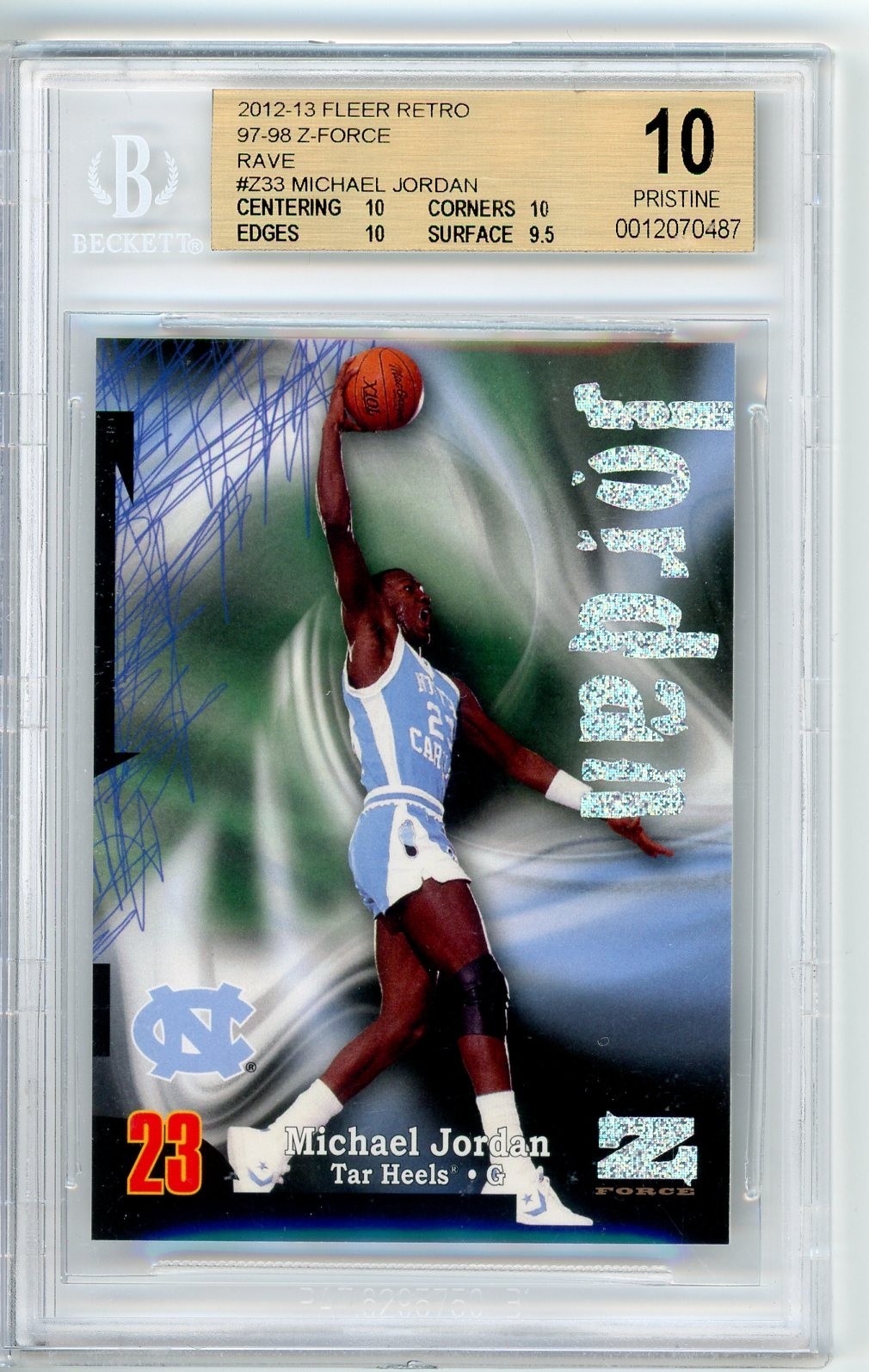 Michael Jordan 2012-13 Fleer Retro 1997-98 Z-Force Rave 333/399 BGS 10 Pristine