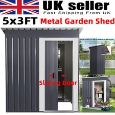 5 x 3ft Garden Shed Galvanised Metal Shed Outdoor Storage Tool Small House Grey