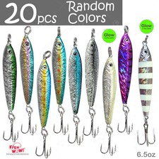 20pcs 6.5oz Fishing Mega Metal Bait Trolling Live Jig luna lure Mix Random Color