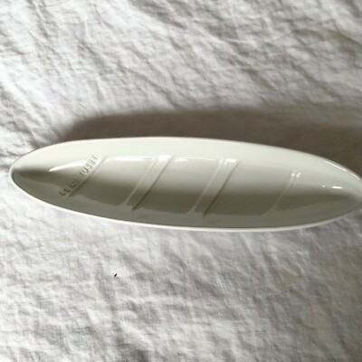 NU Le Creuset white slim long plate Dish Serving Pastry Snack Bread stoneware