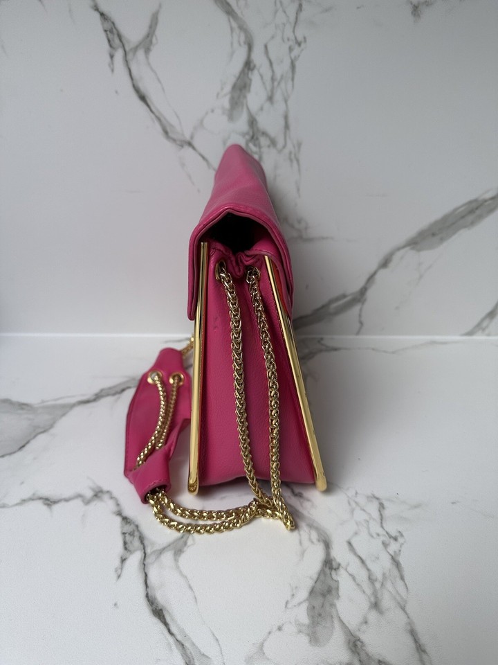 Pink Shoulder Bag With Gold Chains eBay