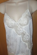INTIMATE THOUGHTS WHITE embossed LACY LINGERIE camisole slip top size S