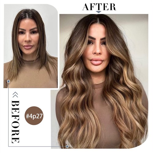 8 Pieces 100% Remy Clip In Real Human Hair Extensions Full Head Weft Highlight - Picture 5 of 55