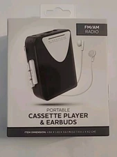 Portable FM/AM Radio Cassette Player & Earbuds Black Color IN HAND