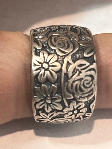 SILPADA 925 Sterling Silver Etched Floral Flower Band Ring Size 7, 11.2g - Picture 5 of 9