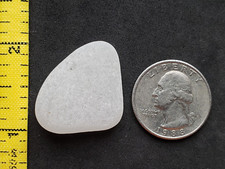 GENUINE PURE BEACH SEA GLASS SURF TUMBLED WHITE CLEAR SNOW FROSTED PENDANT L01