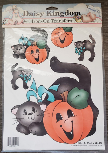 Daisy Kingdom Halloween Iron On Transfers No Sew Fabric Appliqué 6443 Black Cat