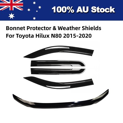 Bonnet Protector & Weather Shields Window Visors for Toyota Hilux N80 ...