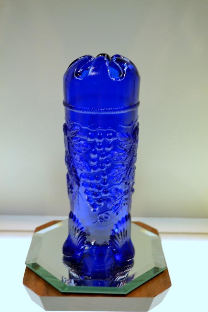 Mosser/Northwood VASE HAT PIN HOLDER Cobalt Blue 3 FTD GRAPE & CABLE