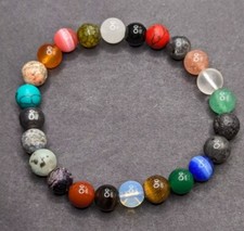 Women's Colorful Mixed 8mm Beaded Stone Stretch Bracelet 17cm 7" M/S Wrist