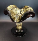 Vintage 1970s Murano Glass Deep Purple and Gold Aventine Compote
