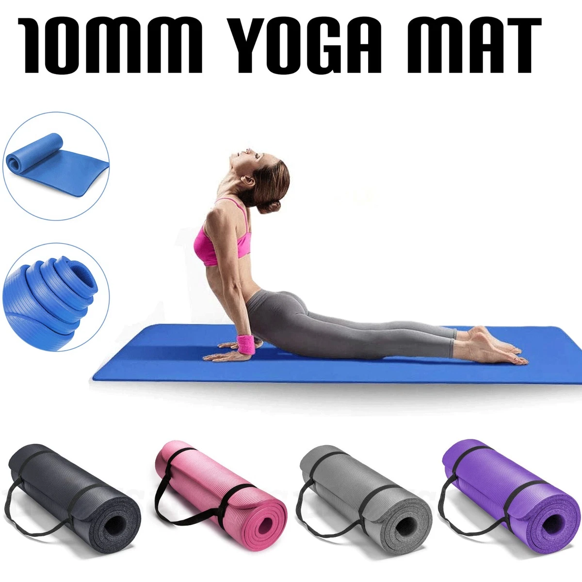  TPE Yoga Mat - Extra Thick yoga mat, Non-Slip, Wide Exercise  Mat for Yoga, Pilates, Home Workouts - Eco-Friendly, Tear Resistant, with  Carry Strap - Hot Yoga mat for women