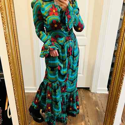 NWT La DoubleJ Visconti Maxi Dress Green Red Floral size