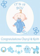 ITS A BOY BABY BOY BIRTH BANNER CONGRATULATIONS ITS A BABY BOY PERSONALISE TEXT