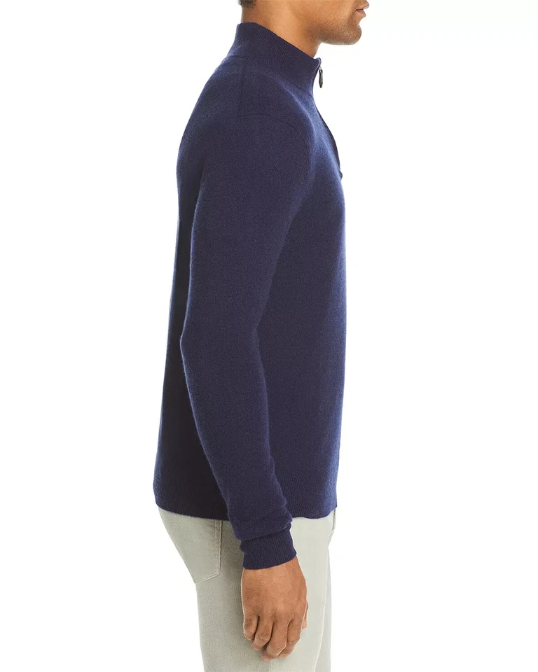 $198 Bloomingdale's Men's Store,Half-Zip Cashmere Suede Trim Sweater, Purple,XXL - Image 3 of 4