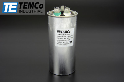 TEMCo 80/5 MFD uF Dual Run Capacitor 370 440 vac Volts AC Motor HVAC 80+5