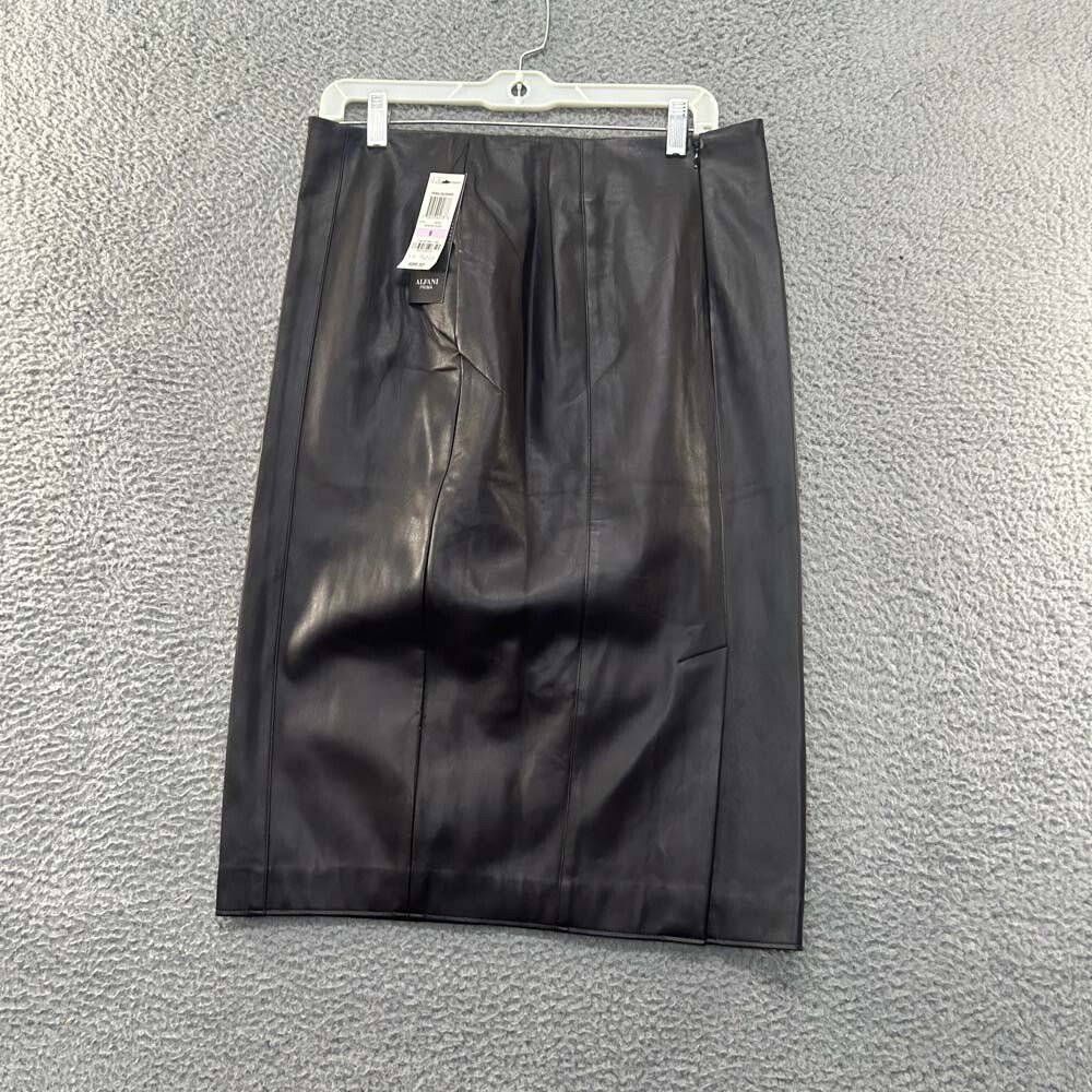 Alfani Skirt Womens A-Line Size 6 Pleated faux Leather Business NWT