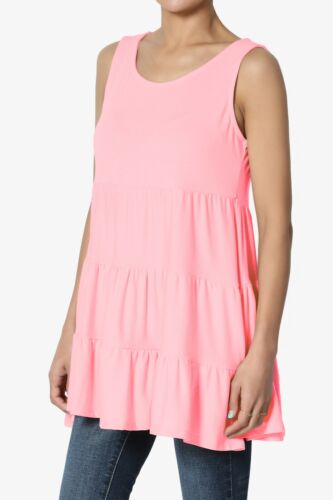 TUNICA babydoll TheMogan S~3X senza maniche a strati con volant carina rilassata - Foto 23 di 116