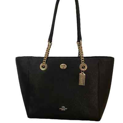 COACHブラックレザー ボディバッグ ゴールドジッパー s-l400.jpg
