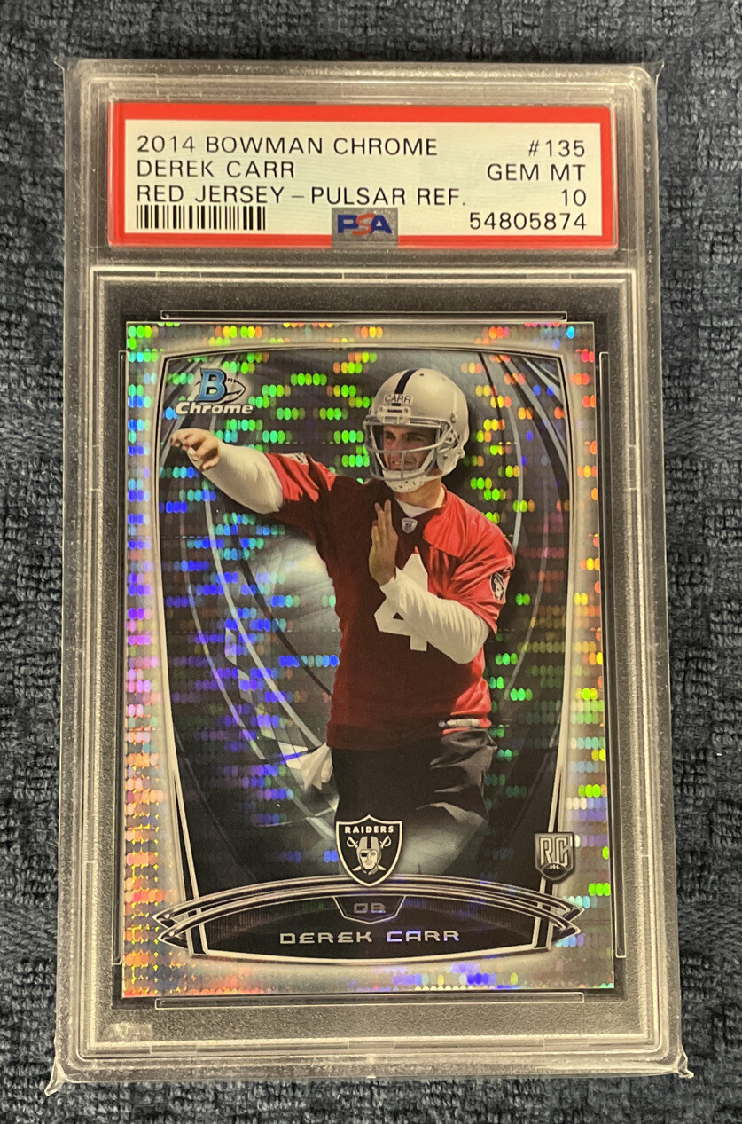 Derek Carr Bowman Chrome #135 Pulsar Refractor